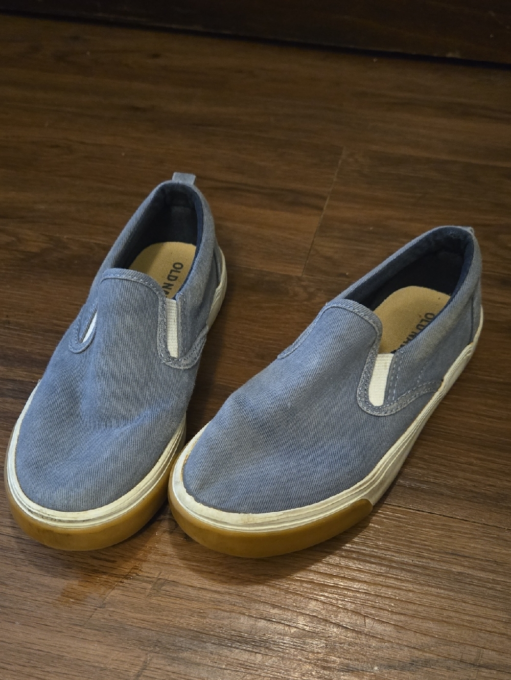 Old Navy Light Blue Canvas Slip-On Sneakers with Gum Sole